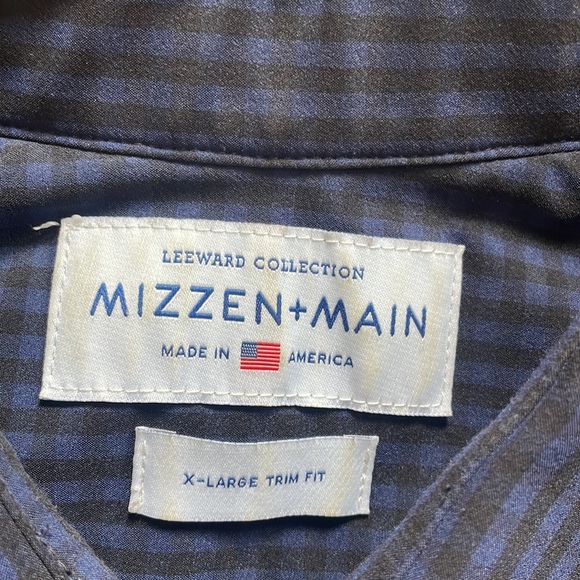 Mizzen+Main Blue and Black Checkered Long Sleeve Button Down, XL - Picture 3 of 6